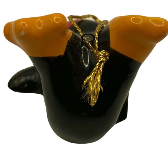 Vintage Tumbling Penguin Christmas Ornament Black and White Small Porcelain - Picture 2 of 7